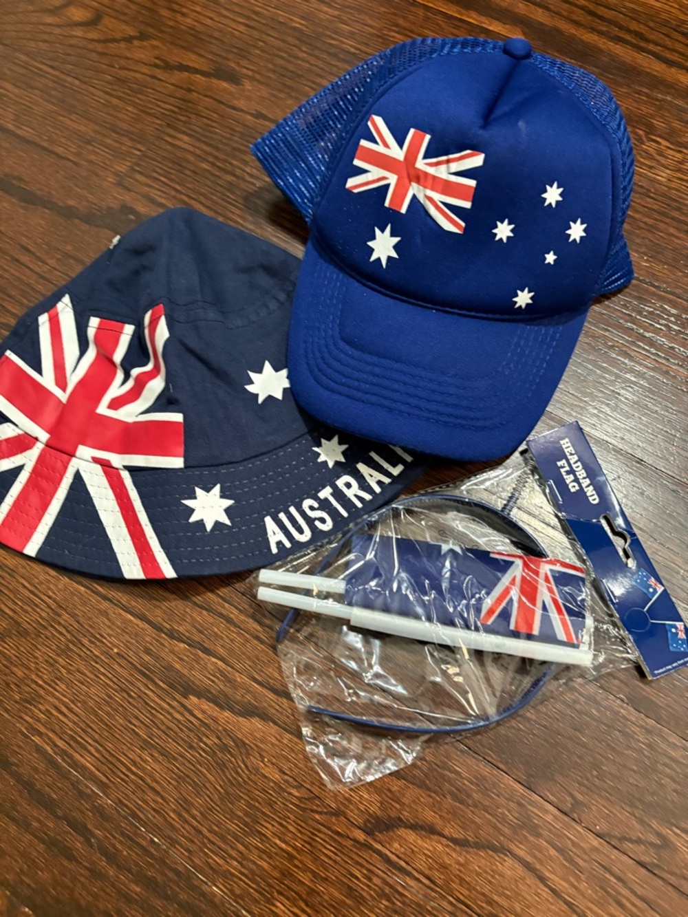 Australian Flag Blue Trucker Hat & Bucket Hat Set
